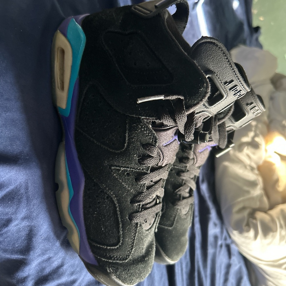 Kids Black and Purple Jordan 6’s